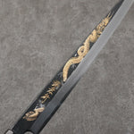 Sakai Takayuki Gold Filled Engraving by Kubota Tenryu White Steel No.2 Black Finished Yanagiba  300mm Ebony Wood Handle - Japannywholesale