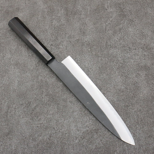 Sakai Takayuki Gold Filled Engraving by Kubota Houou White Steel No.2 Black Finished Gyuto  240mm Ebony Wood Handle - Japannywholesale