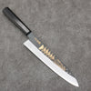 Sakai Takayuki Gold Filled Engraving by Kubota Gojunotou White Steel No.2 Black Finished Gyuto  240mm Ebony Wood Handle - Japannywholesale