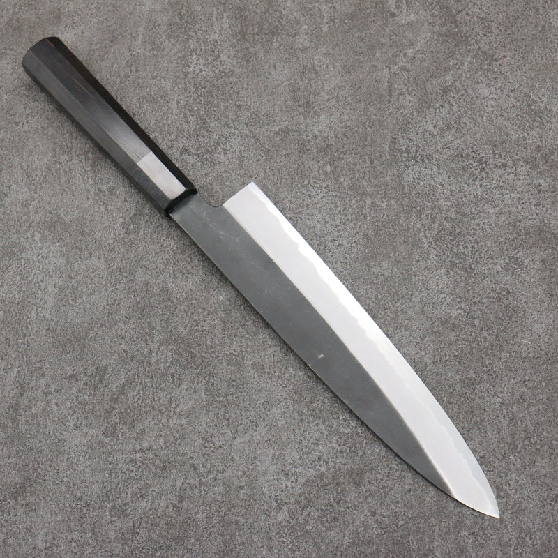 Sakai Takayuki Gold Filled Engraving by Kubota Gojunotou White Steel No.2 Black Finished Gyuto  240mm Ebony Wood Handle - Japannywholesale