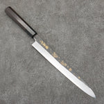 Sakai Takayuki Gold Filled Engraving by Kubota Sakura White Steel No.2 Black Finished Yanagiba  240mm Ebony Wood Handle - Japannywholesale