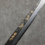 Sakai Takayuki Gold Filled Engraving by Kubota Sakura White Steel No.2 Black Finished Yanagiba  240mm Ebony Wood Handle - Japannywholesale