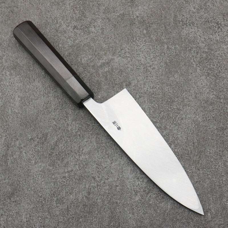 Sakai Takayuki Gold Filled Engraving by Kubota Gojunotou White Steel No.2 Black Finished Deba  165mm Ebony Wood Handle - Japannywholesale