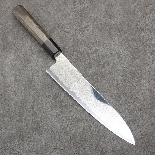 Seisuke VG10 Black Damascus Mirrored Finish Gyuto  210mm Gray Pakka wood Handle - Japannywholesale