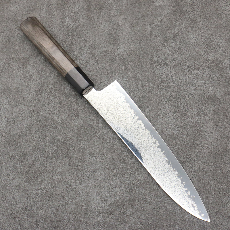 Seisuke VG10 Black Damascus Mirrored Finish Gyuto  210mm Gray Pakka wood Handle - Japannywholesale