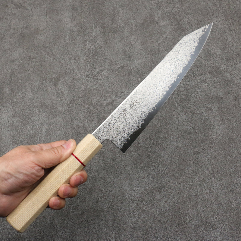 Seisuke VG10 Damascus Kiritsuke Gyuto  210mm White Micarta Handle - Japannywholesale