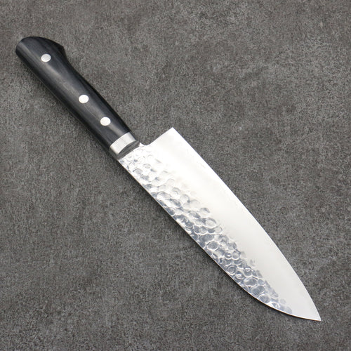 Seisuke VG1 Hammered Migaki Polish Finish Santoku  165mm Black Pakka wood Handle - Japannywholesale