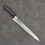 Seisuke White Steel No.1 Migaki Polish Finish Sujihiki  240mm Oak with Purple Lacquer Handle - Japannywholesale