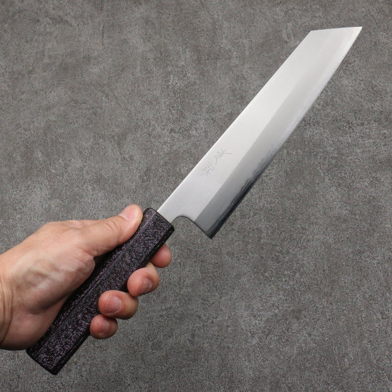 Seisuke White Steel No.1 Migaki Polish Finish Kiritsuke Gyuto  210mm Oak with Purple Lacquer Handle - Japannywholesale