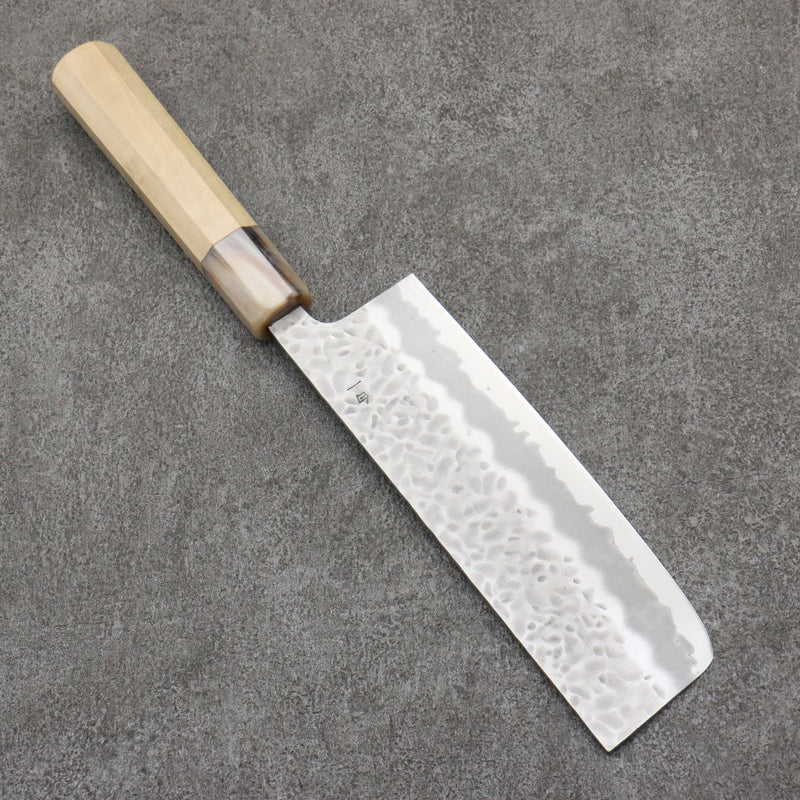 Seisuke Kumo White Steel No.1 Hammered Nakiri  165mm Magnolia Handle - Japannywholesale