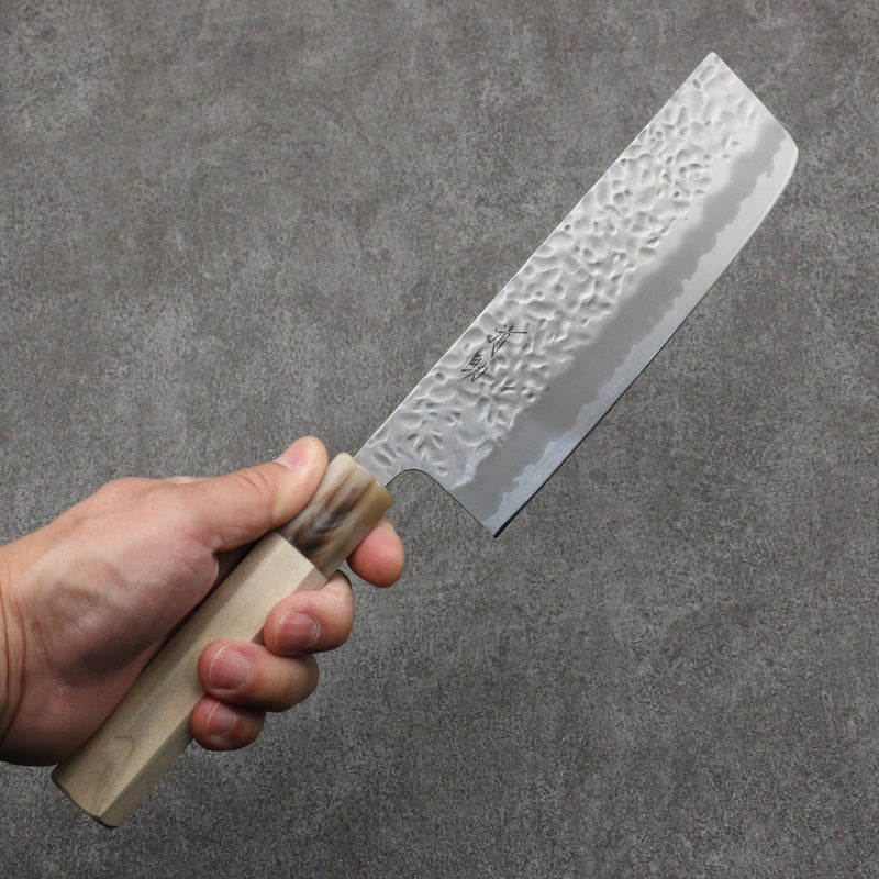 Seisuke Kumo White Steel No.1 Hammered Nakiri  165mm Magnolia Handle - Japannywholesale