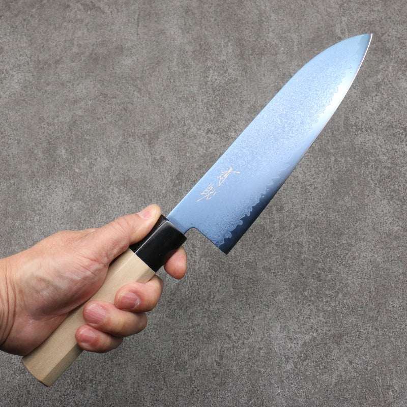 Seisuke VG10 Ion plating Damascus Santoku  180mm Magnolia Handle - Japannywholesale