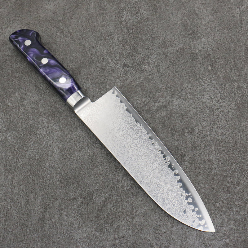 Seisuke VG5 Damascus Santoku  175mm Purple Marbled Resin Handle - Japannywholesale