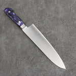 Seisuke VG5 Migaki Finished Gyuto  210mm Purple Marbled Resin Handle - Japannywholesale