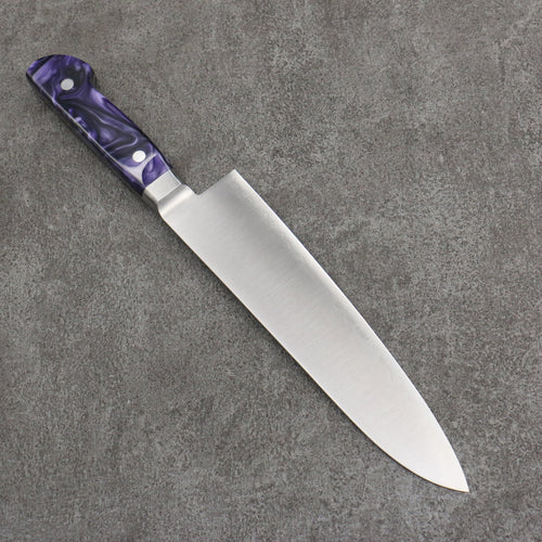 Seisuke VG5 Migaki Finished Gyuto  210mm Purple Marbled Resin Handle - Japannywholesale