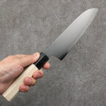 Kikuzuki Silver Steel No.3 Bokashi Santoku  180mm Magnolia Handle - Japannywholesale