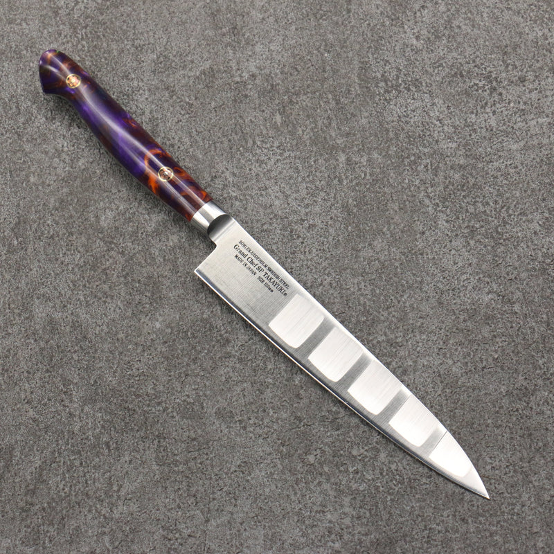 Sakai Takayuki Grand Chef SP Uddeholm Swedish stain-resistant steel Petty-Utility Salmon  150mm SP Type III (Galaxy) Handle - Japannywholesale