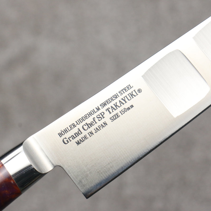 Sakai Takayuki Grand Chef SP Uddeholm Swedish stain-resistant steel Petty-Utility Salmon  150mm SP Type III (Galaxy) Handle - Japannywholesale