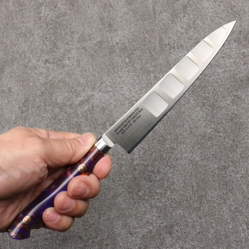 Sakai Takayuki Grand Chef SP Uddeholm Swedish stain-resistant steel Petty-Utility Salmon  150mm SP Type III (Galaxy) Handle - Japannywholesale