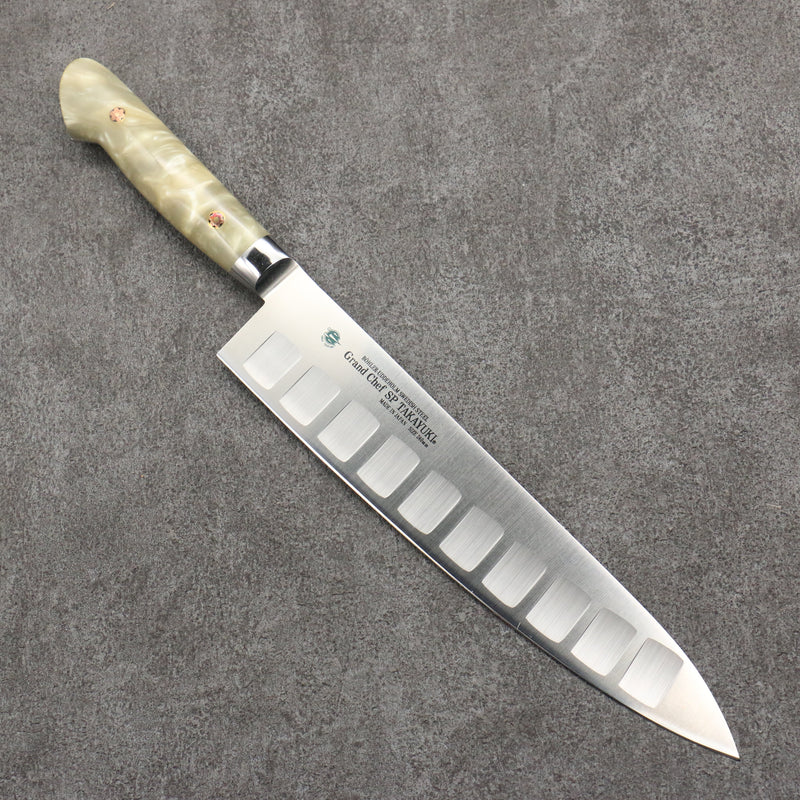 Sakai Takayuki Grand Chef SP Uddeholm Swedish stain-resistant steel Gyuto Salmon  240mm SP Type III (Pearl) Handle - Japannywholesale