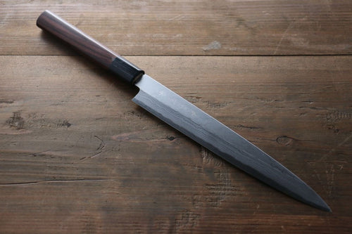 Kanetsune White Steel 11 Layer Damascus Japanese Sushi Sashimi Knife -270mm Shitan Handle - Japannywholesale
