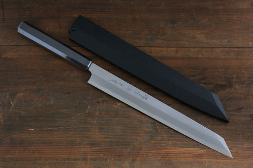 Sakai Takayuki Byakko White Steel No.1 Kiritsuke Yanagiba  330mm Ebony Wood Handle with Sheath - Japannywholesale