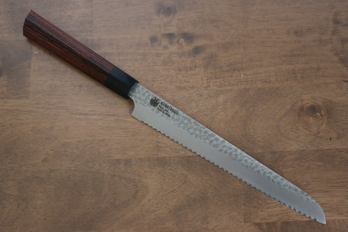 Seki Kanetsugu Heptagon Wood VG10 Hammered Bread Slicer  210mm Pakka wood (heptagonal) Handle - Japannywholesale