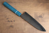 Seisuke VG5 Nashiji black dye Santoku  165mm Blue Canvas Micarta Handle - Japannywholesale