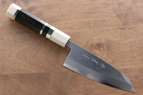 Jikko Shiko Blue Steel Kiritsuke Deba  120mm Ebony with Double Ring Handle - Japannywholesale