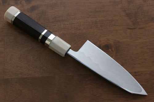 Jikko Shiko Blue Steel Kiritsuke Deba  120mm Ebony with Double Ring Handle - Japannywholesale