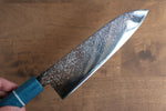 Seisuke VG5 Nashiji black dye Santoku  165mm Blue Canvas Micarta Handle - Japannywholesale