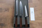 Seki Kanetsugu Heptagon Wood VG10 Hammered Petty Knife & Gyuto & Bread Knife Set - Japannywholesale