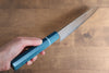 Seisuke VG5 Nashiji black dye Santoku  165mm Blue Canvas Micarta Handle - Japannywholesale