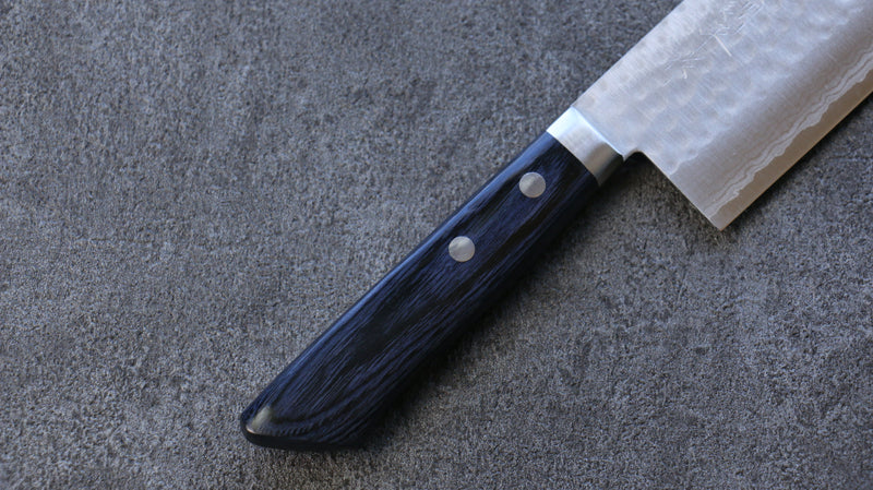 Kunihira Kokuryu VG10 Hammered Nakiri  165mm Blue Pakka wood Handle - Japannywholesale