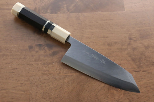 Jikko Shiko Blue Steel Kiritsuke Deba  150mm Ebony with Double Ring Handle - Japannywholesale