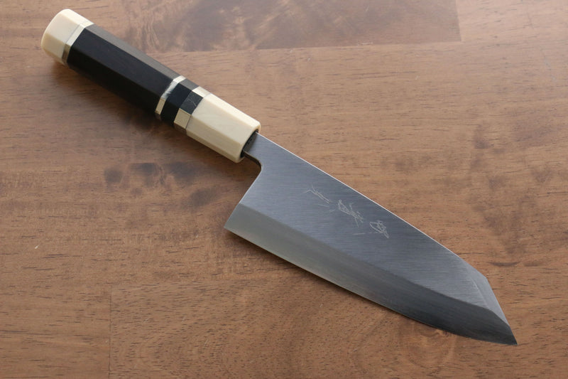 Jikko Shiko Blue Steel Kiritsuke Deba  150mm Ebony with Double Ring Handle - Japannywholesale