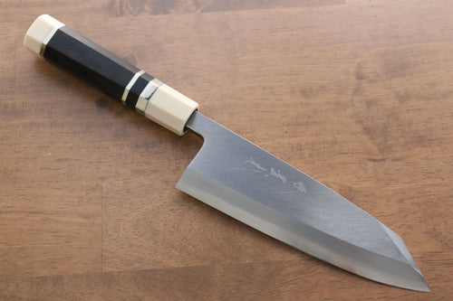 Jikko Shiko Blue Steel Kiritsuke Deba  180mm Ebony with Double Ring Handle - Japannywholesale