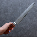 Sakai Takayuki VG5 Hammered Sujihiki  240mm Brown Pakka wood Handle - Japannywholesale