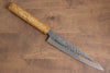 Seisuke Tsukikage AUS10 Migaki Finished Hammered Damascus Petty-Utility  150mm Oak Handle - Japannywholesale