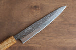 Seisuke Tsukikage AUS10 Migaki Finished Hammered Damascus Petty-Utility  150mm Oak Handle - Japannywholesale