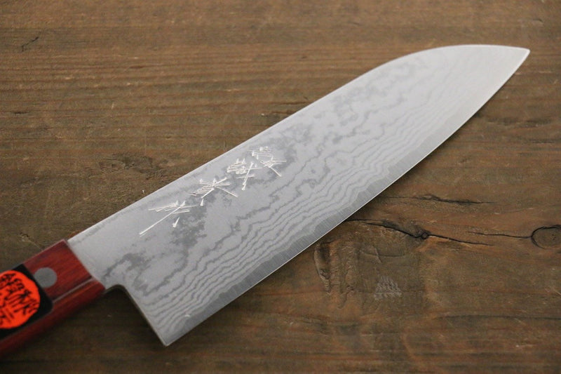 Shigeki Tanaka VG10 17 Layer Damascus Hand Forged Japanese Chef's Santoku Knife 165mm - Japannywholesale