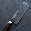 Seisuke Nami AUS10 Mirrored Finish Damascus Nakiri  165mm Brown Pakka wood Handle - Japannywholesale