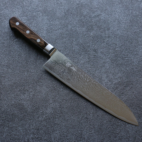 Seisuke Nami AUS10 Mirrored Finish Damascus Gyuto  210mm Brown Pakka wood Handle - Japannywholesale