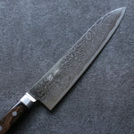 Seisuke Nami AUS10 Mirrored Finish Damascus Gyuto  210mm Brown Pakka wood Handle - Japannywholesale