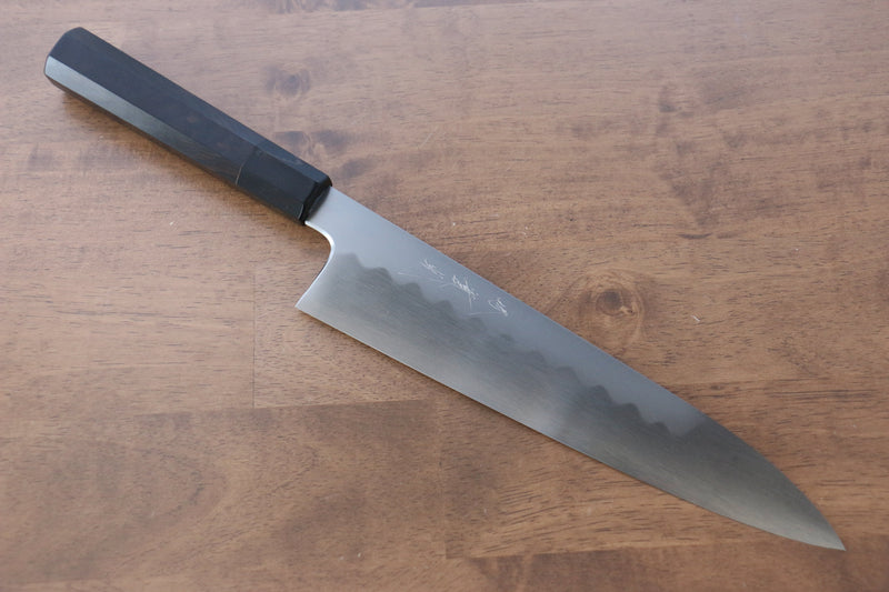 Jikko Honyaki White Steel No.3 Kasumitogi Gyuto  240mm Ebony Wood Handle - Japannywholesale