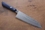 Kunihira Sairyu VG10 Damascus Santoku  170mm Blue Pakka wood Handle - Japannywholesale