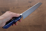 Kunihira Sairyu VG10 Damascus Santoku  170mm Blue Pakka wood Handle - Japannywholesale