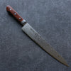 Seisuke Mokusei ZA-18 Mirrored Finish Damascus Sujihiki  240mm Brown Pakka wood Handle - Japannywholesale