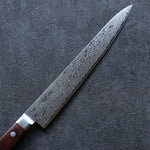 Seisuke Mokusei ZA-18 Mirrored Finish Damascus Sujihiki  240mm Brown Pakka wood Handle - Japannywholesale