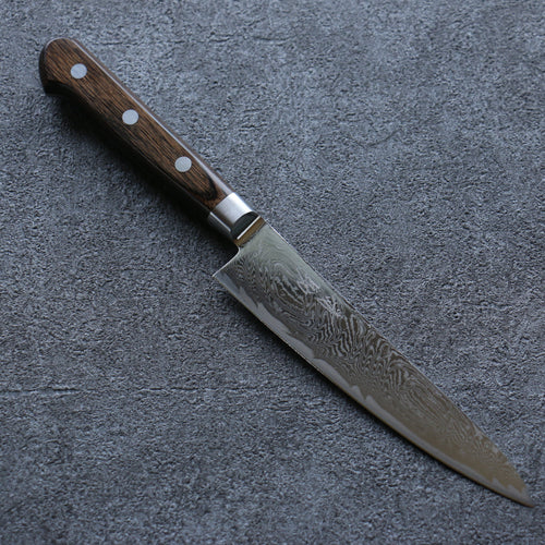 Seisuke Nami AUS10 Mirrored Finish Damascus Petty-Utility  135mm Brown Pakka wood Handle - Japannywholesale